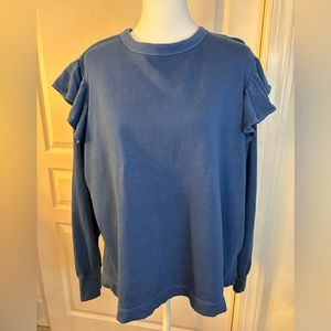 Old Navy Top with ruffles on sleeves. Size XL. Slate Blue. Long sleeves.